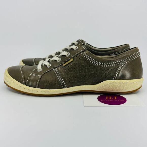 Josef Seibel Women's Caspian Gray Leather Casual Sneakers Size 37 EU/ 6-6.5 US - Picture 5 of 11